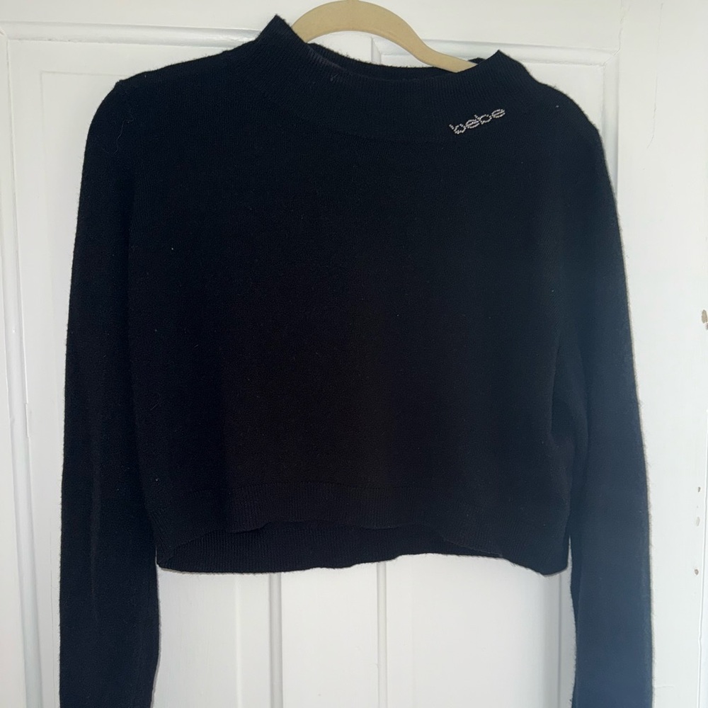 bebe Black Long Sleeve Crop Top
